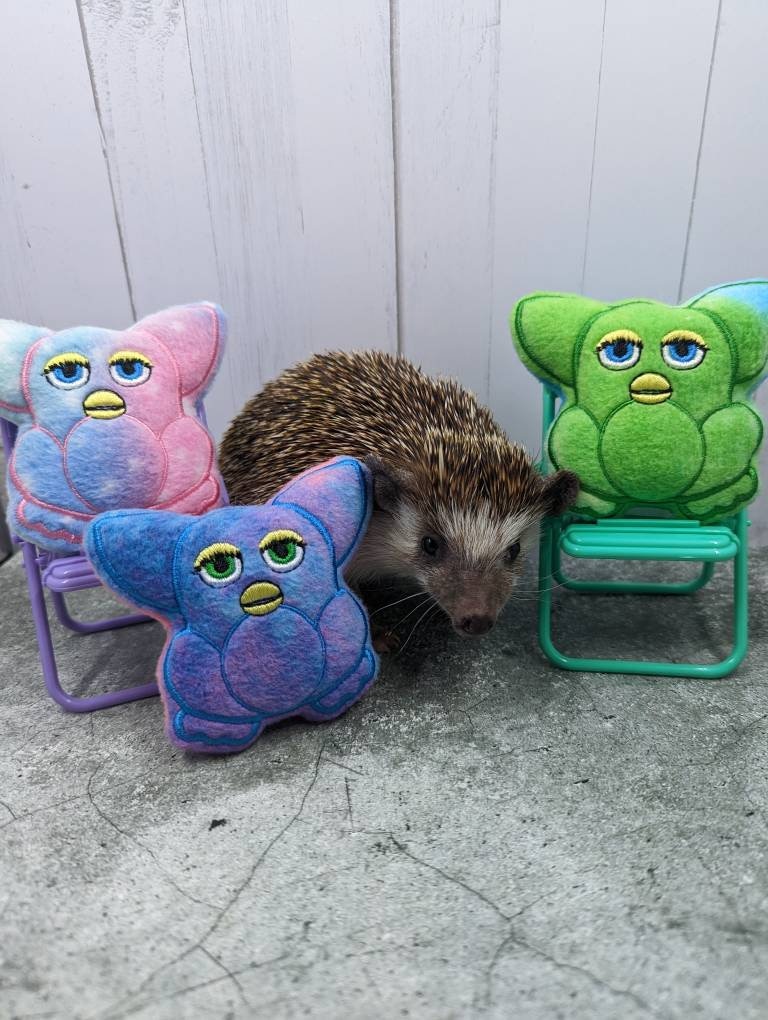 Furby Friend Fleece Mint Stuffed Hedgehog Toy Cage Buddy Enrichment Decor Photo Prop